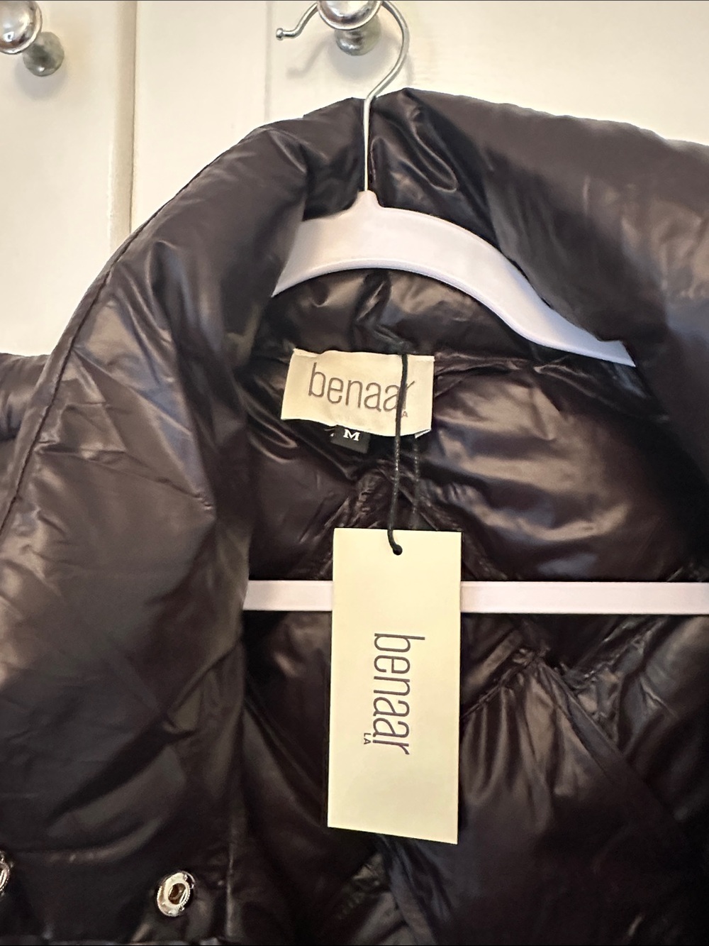 NWT Benaar Black Quilted Oversized Woven Puffer Vest - Picture 4 of 6